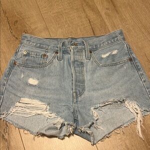 Levi's Blue Jean Shorts Distressed High-Waisted